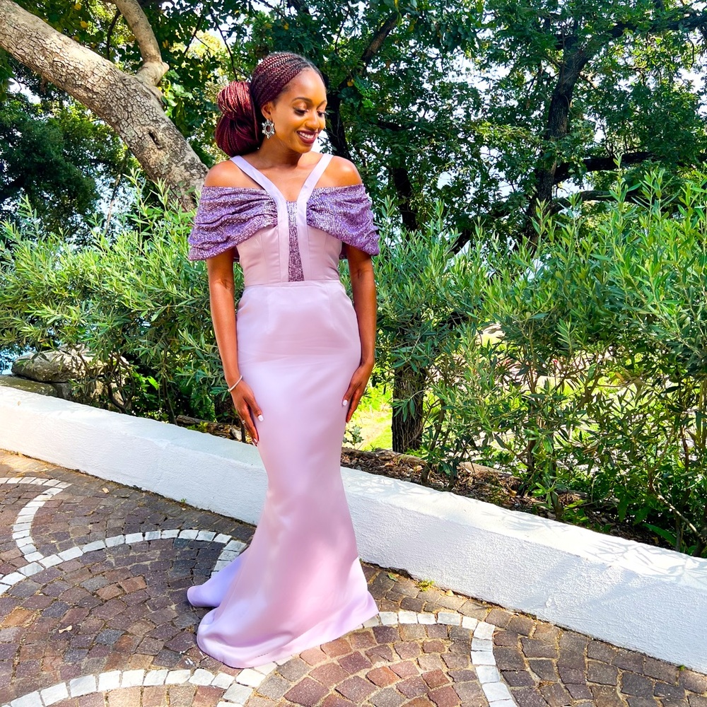 Custom made Purple sequined evening gown